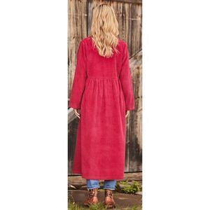 Vintage April Cornell Red Long Sleeve Corduroy Women's Maxi Dress Large